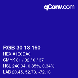 Color code: RGB 30 13 160 | qconv.com
