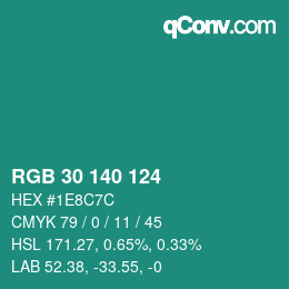 Color code: RGB 30 140 124 | qconv.com