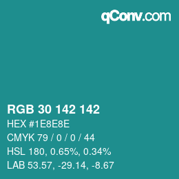 カラーコード: RGB 30 142 142 | qconv.com