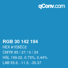 Color code: RGB 30 142 194 | qconv.com