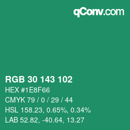 カラーコード: RGB 30 143 102 | qconv.com