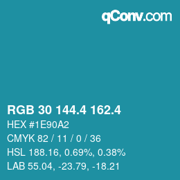 カラーコード: RGB 30 144.4 162.4 | qconv.com