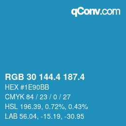 カラーコード: RGB 30 144.4 187.4 | qconv.com