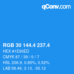 カラーコード: RGB 30 144.4 237.4 | qconv.com