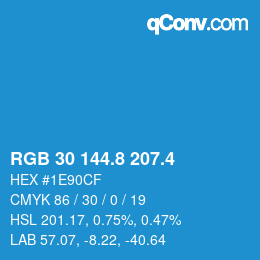 カラーコード: RGB 30 144.8 207.4 | qconv.com