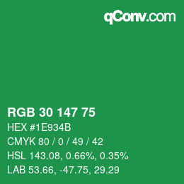 Color code: RGB 30 147 75 | qconv.com