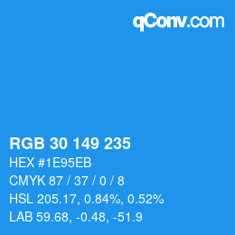 Color code: RGB 30 149 235 | qconv.com
