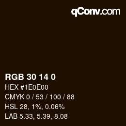Color code: RGB 30 14 0 | qconv.com