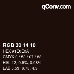 Color code: RGB 30 14 10 | qconv.com