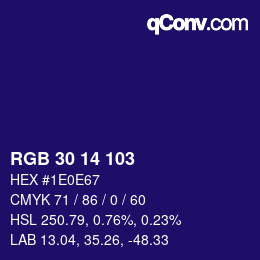Color code: RGB 30 14 103 | qconv.com