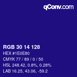 カラーコード: RGB 30 14 128 | qconv.com