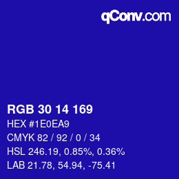 Color code: RGB 30 14 169 | qconv.com