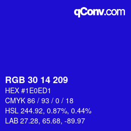 カラーコード: RGB 30 14 209 | qconv.com