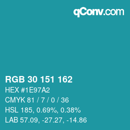 Color code: RGB 30 151 162 | qconv.com