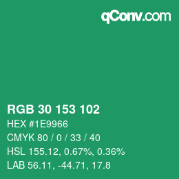 Color code: RGB 30 153 102 | qconv.com