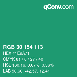 Color code: RGB 30 154 113 | qconv.com