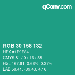 Color code: RGB 30 158 132 | qconv.com