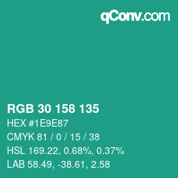 Color code: RGB 30 158 135 | qconv.com