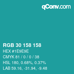 Color code: RGB 30 158 158 | qconv.com