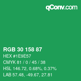 カラーコード: RGB 30 158 87 | qconv.com