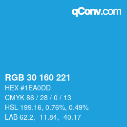 Color code: RGB 30 160 221 | qconv.com