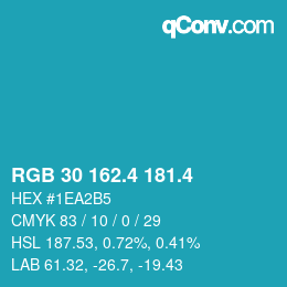 カラーコード: RGB 30 162.4 181.4 | qconv.com