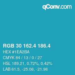 カラーコード: RGB 30 162.4 186.4 | qconv.com