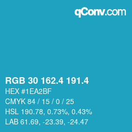 カラーコード: RGB 30 162.4 191.4 | qconv.com
