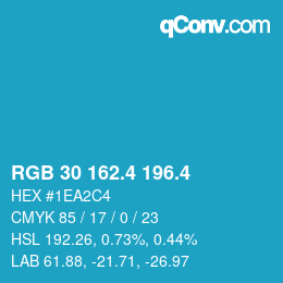カラーコード: RGB 30 162.4 196.4 | qconv.com