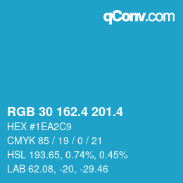 カラーコード: RGB 30 162.4 201.4 | qconv.com