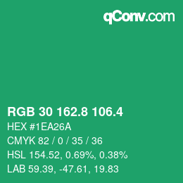 カラーコード: RGB 30 162.8 106.4 | qconv.com
