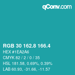 カラーコード: RGB 30 162.8 166.4 | qconv.com