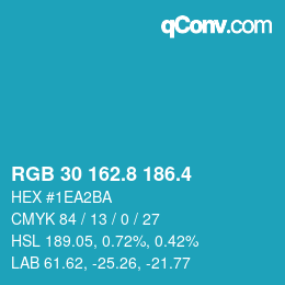 カラーコード: RGB 30 162.8 186.4 | qconv.com