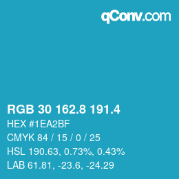 カラーコード: RGB 30 162.8 191.4 | qconv.com