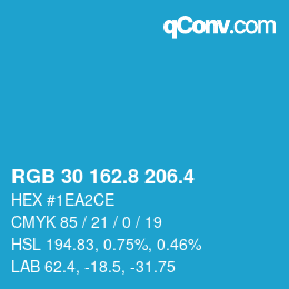 カラーコード: RGB 30 162.8 206.4 | qconv.com