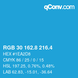 カラーコード: RGB 30 162.8 216.4 | qconv.com
