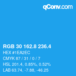 カラーコード: RGB 30 162.8 236.4 | qconv.com