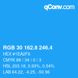 カラーコード: RGB 30 162.8 246.4 | qconv.com