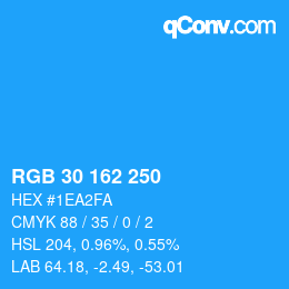カラーコード: RGB 30 162 250 | qconv.com