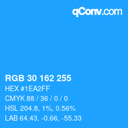 Color code: RGB 30 162 255 | qconv.com