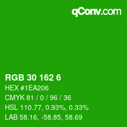 Color code: RGB 30 162 6 | qconv.com