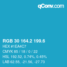 カラーコード: RGB 30 164.2 199.6 | qconv.com