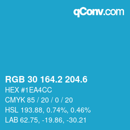 カラーコード: RGB 30 164.2 204.6 | qconv.com