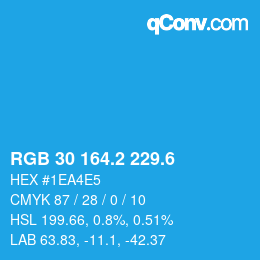 カラーコード: RGB 30 164.2 229.6 | qconv.com
