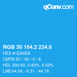 カラーコード: RGB 30 164.2 234.6 | qconv.com