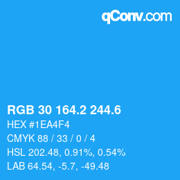 カラーコード: RGB 30 164.2 244.6 | qconv.com