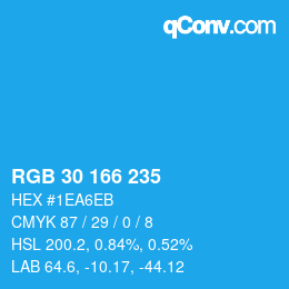 Color code: RGB 30 166 235 | qconv.com