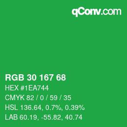 Color code: RGB 30 167 68 | qconv.com