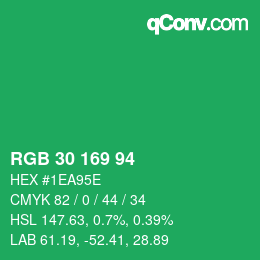 Color code: RGB 30 169 94 | qconv.com