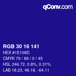 カラーコード: RGB 30 16 141 | qconv.com